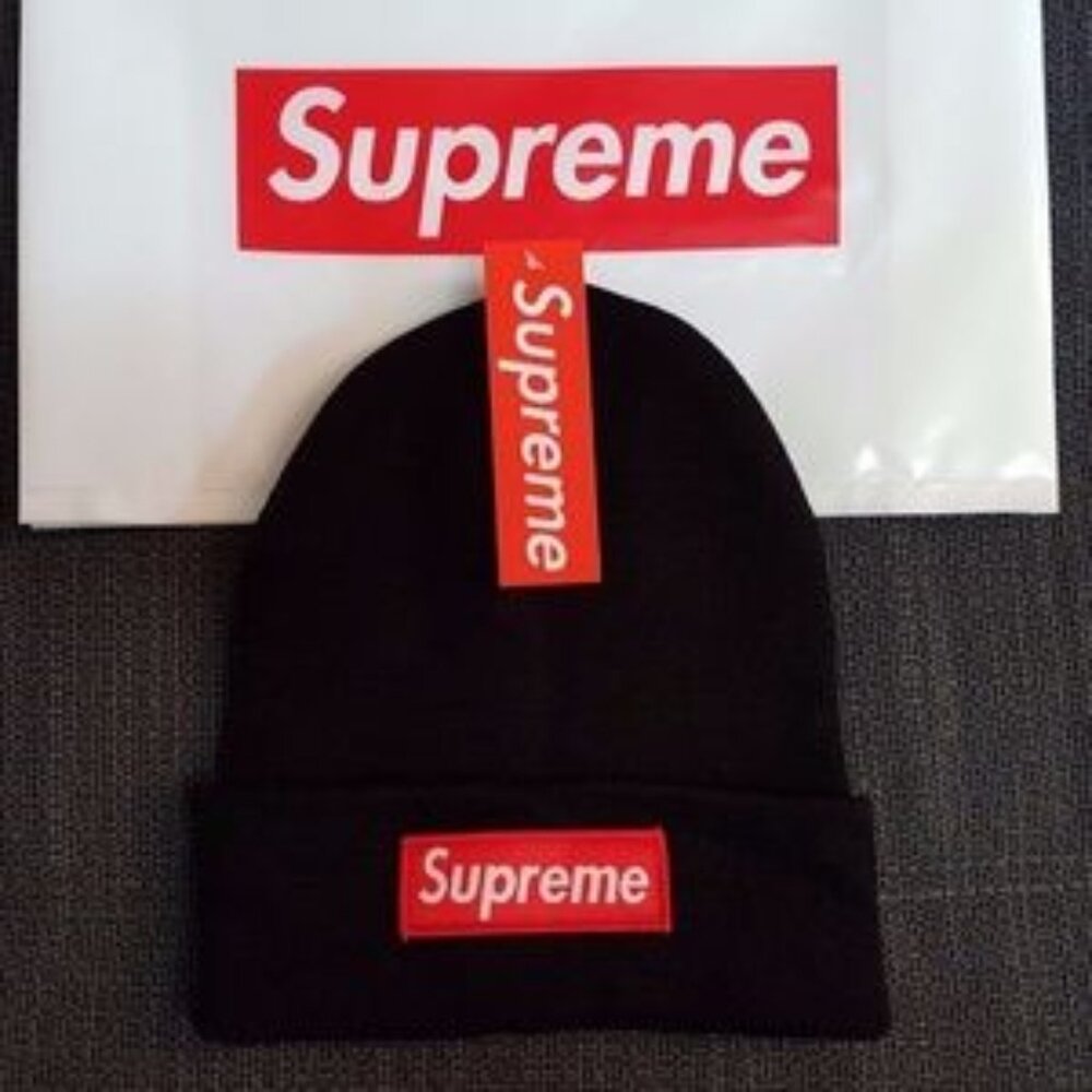 Supreme red box logo BLACK beanie